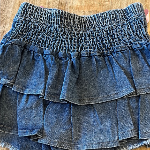 Ruffled Denim Skort with Pink Bows Juniors S - Picture 9 of 9